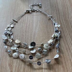 Chico's Silver Toned Layered Disc Necklace